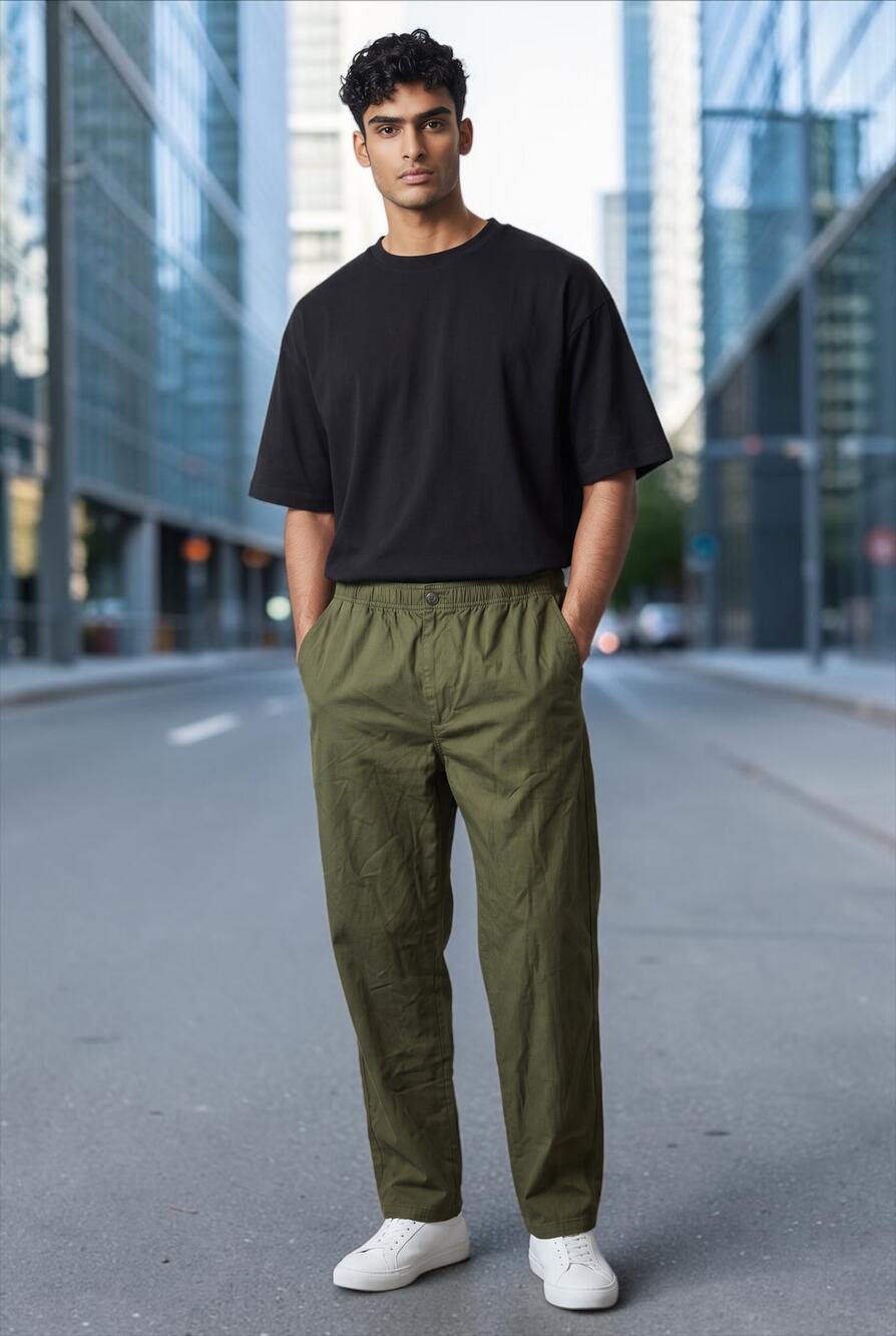 Bp Men's Olive Green Casual Pants Size Large NWT Elastic Waistband Comfort Relax